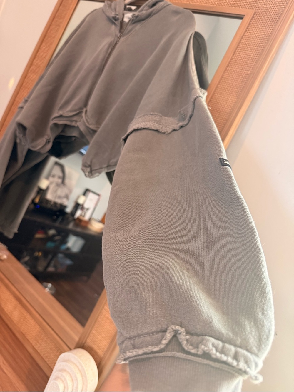 Joah Brown Deconstructed Cropped Zip Hoodie Washed Black M/L - Picture 9 of 16